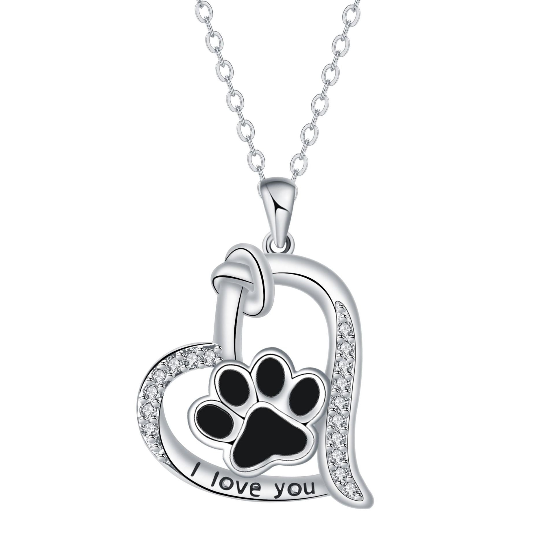 Heart-shaped Dog Paw Print Design Versatile Necklace Female Personality Simple