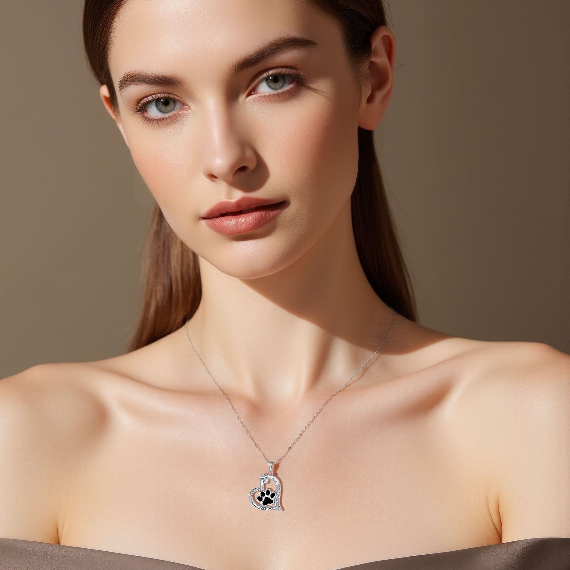 Heart-shaped Dog Paw Print Design Versatile Necklace Female Personality Simple